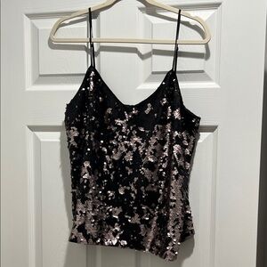 STATE Black and Silver Sequin Camisole